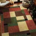 YIHOUSE Red and Green Area Rug 3x5, Burgundy Farmhouse Rugs Washable,Vintage Rugs for Bedroom,Burnt Orange Rug Non Slip,Geometric Boho Area Rug for Kitchen,Dining Room