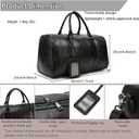 Genuine Leather Travel Bag Unisex Weekender Bag, Airplane Carry-On Luggage with Multi Compartments for Travel Gym, Black