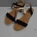 PANDANINJIA Girls Wedge Sandals Platform Espadrille Little Big Kid Girls Heels Open Toe Summer Dress Shoe Size 6 Black Nubuck