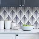 MelunMer Modern Peel and Stick Wallpaper Boho Contact Paper for Cabinet Stripe Geometric Contact Paper Self Adhesive Removable Wallpaper for Bedroom Bathroom Waterproof Blue and White 78.8inL17.3inW