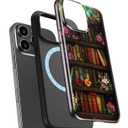 for iPhone 15 Pro Case Cute - Wireless Charging Compatible - Dual-Layer Hard Shell + Silicone Cover - Aesthetic Protective Trendy Phone Case for Women - Floral Library
