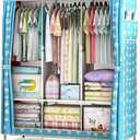 Portable Closets Portable Closet Wardrobe Closet for Hanging Clothes with 6 Shelves, 3 Hanging Rail and 2 Side Pockets Clothes Storage Organizer for Bedroom(Painted Butterfly)