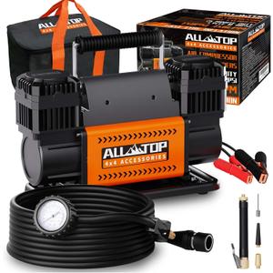 ALL-TOP Air Compressor Kit, Dual Cylinder 12V Portable Inflator 12.35 ft/Min, Offroad Air Compressor Pump for Truck Tires, Heavy Duty Max 150 PSI for 4x4 Vehicle & RV