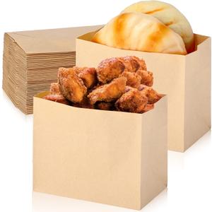 200 Count Brown Kraft Paper Snacks Bags Disposable Greaseproof Brown Sandwich Lunch Bag for Popcorn Cookies Fries Food and Bread, 4.75 x 2.5 x 3.75 Inch