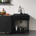 Free Standing Stainless Steel Utility Sink with Faucet, 30.7"D x 21.6"W x 35"H