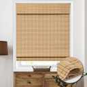 Cordless Bamboo Roman Shades Semi-Privacy, Natural, 20" W x 64" H