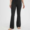 baleaf Womens Flare Leggings with Zipper Pockets Drawstring Flared Yoga Pants Bell Bottom Leggings Tummy Control (S)