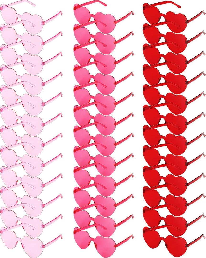 Heart Shaped Sunglasses for Women, Fashion Novelty Party Eyewear Red, Red Rose, Pink, 36