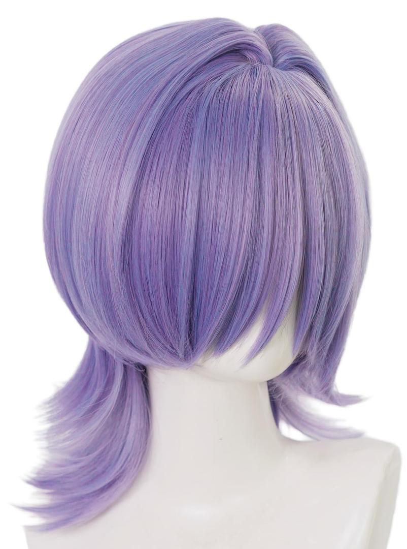 Mysterious Purple Wig & 1 Wig Cap, Mixed Color Synthetic Hair for Cosplay Anime Costume Play Party, Comic-Con, Popular Hairstyle; 58ZSM