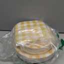 150Pcs Yellow Gingham Party Supplies Gingham Paper Plates and Napkins Checkered Plates Disposable Yellow and White Plaid Party Decor for Birthday Family Picnic BBQ,Serves 50 Guests