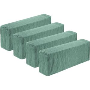 uxcell 4 Pcs Stretch Armrest Covers, Polyester Couch Armchair Cover Water Resistant Plaid Chair Arm Rest Slipcovers for Sofa Recliner, Green