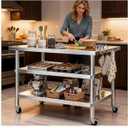 Stainless Steel Prep and Work Table with Wheels, Multi-Size Heavy-Duty Metal Commercial Kitchen Commercial Workbench,Suitable for Restaurants, Homes,Outdoor and Hotels(48" Lx24 Wx34 H)