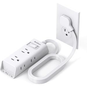 Cruise Essentials, Addtam 6 ft Ultra Flat Extension Cord with 6 Outlets Extender, Flat Plug Power Strip, No Surge Protector for Cruise Ship, Travel, Dorm, Home Office, ETL Listed (White)