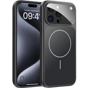TOBOVON for iPhone 15 Pro Case with Camera Lens Protector, Compatible with MagSafe, Slim Matte Magnetic Shockproof Phone Cover for iPhone15 Pro, Black