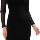 Allegra K See Through Velvet Bodycon Dress for Women's Sheer Mesh Long Sleeve Midi Cocktail Mermaid Dress (Medium)