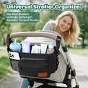 Guiseapue Universal Stroller Organizer with Cup Holder: Stroller Caddy Accessories with Detachable Phone Bag Fit for Uppababy, Non-Slip Straps, Walker Accessories, First Mothers Day Gifts for New Mom