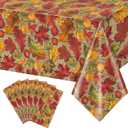 6Pack Fall Leaf Plastic Tablecloth Decorations,Disposable Autumn Orange Leaf Maple Table Cloths for Parties,Rectangle Thanks Giving Table Cover for Kitchen Fall Harvest Thanks Giving Decor,54x108 Inch