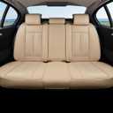 Coverado Car Seat Covers Beige, Backseat Cover for Dogs, Car Seat Protector for Back Seat, Car Seat Cushion Nappa Leather, 3-Pieces Waterproof Seat Covers Carseat Cover Universal Fit for Most Cars