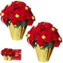 HOMESEASONS 2 Pack 18" Lighted Large Artificial Poinsettias for Outdoors LED Poinsettia Flowers Artificial Faux Poinsettia Plants Poinsettia Christmas Decorations for Office Home Kitchen Decor