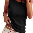 PRETTYGARDEN Sleeveless Sweater Tops for Women 2026 Summer Dressy Ribbed Tank Tops Spring Business Casual Work Shirts Blouses(Black, X-Large)
