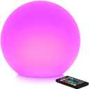 Mr.Go 12-inch Rechargeable LED Ball Light, RGB Color-Changing Globe Orb Lamp w/Remote, Home Kids Room Bedroom Bar Table Patio Pool Party Dimmable Sphere Nightlight Relax Mood Lighting Decoration