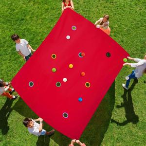Kathfly Red Hole Tarp Team Building Game 98 x 70 Inch Learning Fun Team Building Games for Work with 8 Pcs Team Building Ball for Teamwork Group