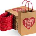 Sherr 24 Pcs Jesus Loves You Christian Gift Bags Bulk with Handle Religious Scripture Bible Verse Goodie Bag for First Communion Baptism Church Party Favor