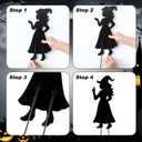 3 Pack Halloween Decorations Outdoor Metal Halloween Witch Yard Sign Silhouette Witch, Metal Silhouette Yard Signs for Garage Door, Wall, Lawn Decor Home Party