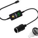 USB C Male to 5V 9V 12V 15V 20V Car Cigarette Lighter Socket Female Converter Cable, PD Trigger Cable with Switching Voltage and Display Voltage,for Dash Cam,GPS,Etc (1.6 FT)