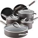 Ayesha Curry Kitchenware Professional Hard Anodized Nonstick Cookware Pots and Pans Set, 10 Piece, Charcoal