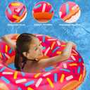 Meooeck 12 Pcs Inflatable Donut Assorted Inflatable Suckers Birthday Party Decoration Candy Balloons Props Favors for Swimming Pool, 4 Styles