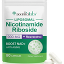 NAD Nicotinamide Riboside Resveratrol 900mg, NAD Supplement Support Cellular Health, Anti-Aging, Energy, Focus - 80 Capsules, Exp Date: 11/23/27