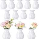 12 Pieces Glass Bud Vases for Centerpieces Bulk 3.5 Inch Mini Flower Bouquets Vases Small Cute Crystal Ribbed Glass Bud in Bulk for Wedding Baby Bridal Shower Table Party Home Decor (White)