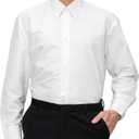 Men's Microfiber Tuxedo Dress Shirt Laydown Collar, Non Pleat (White, XL)