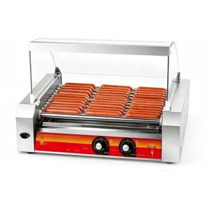 Commercial 11-Roller Hot Dog Cooker Machine, Holds 30 Hot Dogs, 1670W Non-Stick Stainless Steel Sausage Grill for Parties Events Food Stalls