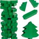 Christmas Wooden Blocks Stacking Game, Green Tree Collapsible Tower Game for Family Game Nights, Parties & Festive Decor, Suitable for Indoor/Outdoor Play