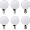 E14 G16(G50) LED Light Bulb 5W Round Light Bulb 50W Equivalent E14 Base Warm White 3000K Frosted Glass 750 Lumen Round Vanity Light Bulbs for Padent Ceiling Fan Chandelier, 6 Pack