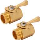 M MINGLE Heavy Duty Brass Garden Hose Shut Off Valve, 3/4 Inch, 2-Pack with 2 Hose Washers