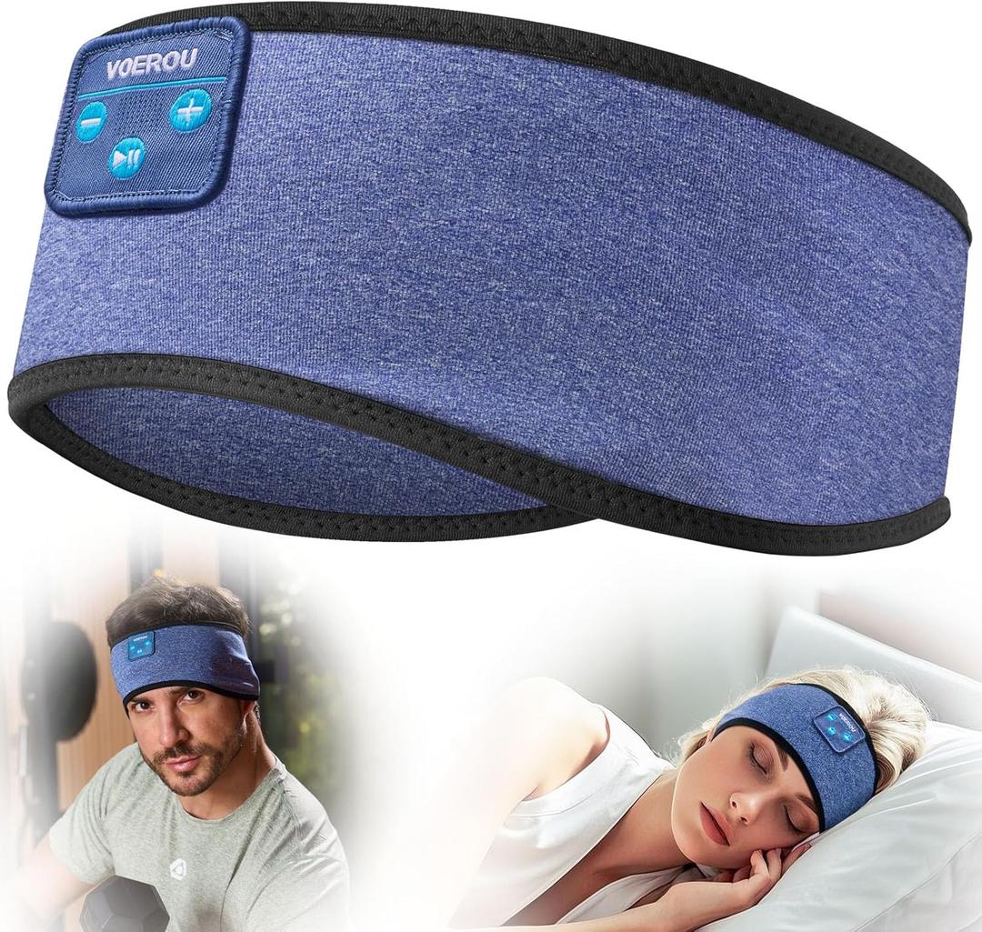 Voerou Sleep Headphones Wireless Bluetooth Sweatproof Headband, Sleeping Headphones with Ultra-Thin Stereo Speakers for Side Sleepers, Sleeping, Workout, Running, Yoga, Air Travel, Meditation