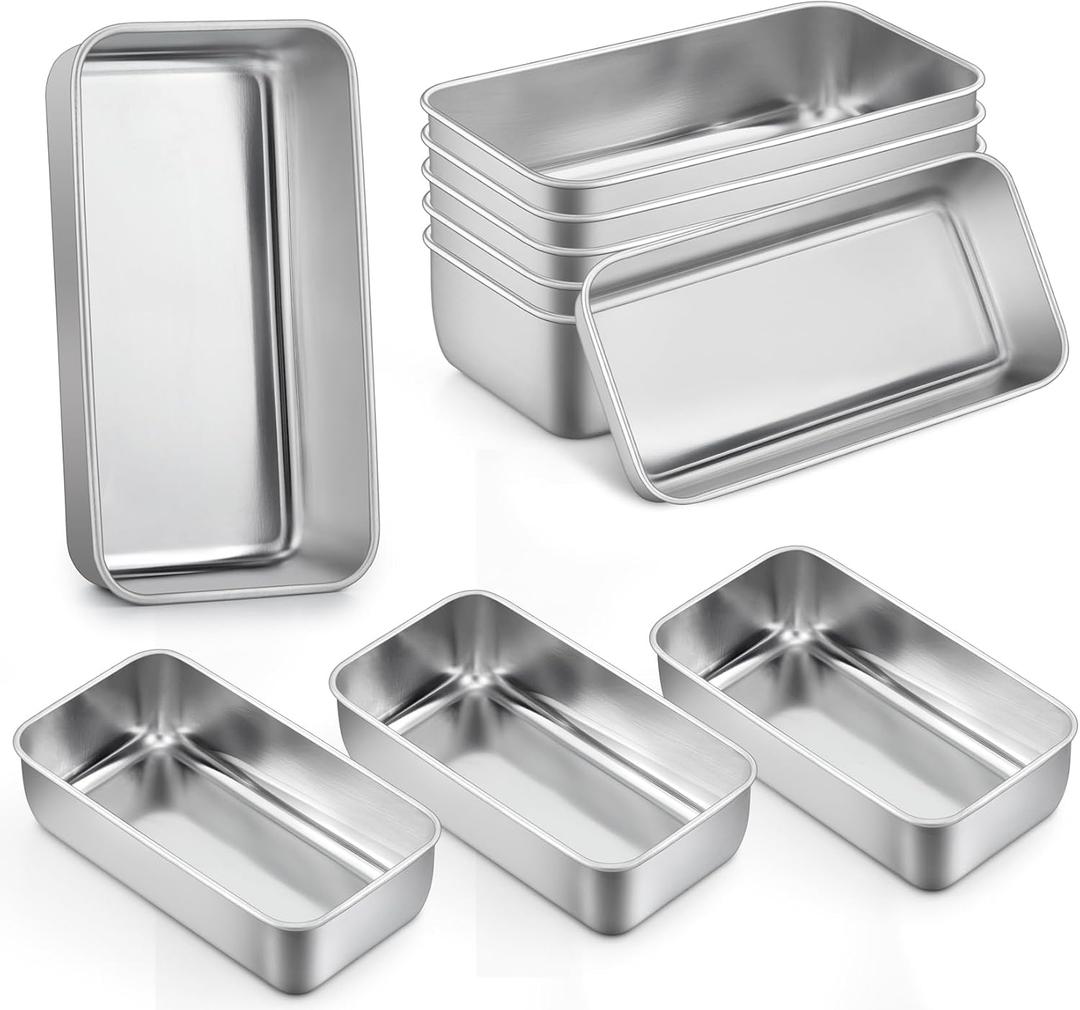 P&P CHEF Loaf Pan Set, 9-inch Bread Pans, Stainless Steel Loaf Toast Baking Pans For Bread Meatloaf Lasagna Cake, Healthy & Non Toxic, Oven & Dishwasher Safe,(Silver, 10Pcs)