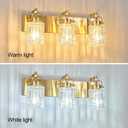 3 Light Crystal Glass Vanity Light, Gold Bathroom Lighting Fixtures Over Mirror Modern Bath Wall Sconce Lighting for Bedroom Living Room