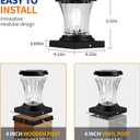 Glass Solar Post Cap Lights Outdoor Waterproof, 3000K LED Solar Fence Post Lights with Modular Design, Auto On/Off for Deck, Patio, Garden, 4x4 Vinyl/Wood Posts, Warm White (4 Pack)
