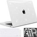 B BELK Compatible with New MacBook Air 15 inch Case 2025 2024 2023 MacBook Air Case A3241 A3114 A2941 M4 M3 M2 with Touch ID, Glitter Clear Laptop Hard Shell + Keyboard Cover + Screen Protector