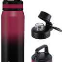 OLDLEY 24 oz Insulated Water Bottle With Straw, Stainless Steel Sports Water Cup Flask with 3 Lids(Straw, Spout and Handle Lid) Double Walled Travel Thermal Canteen Mug, Dark Rainbow