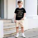3D Dinosaur Printed Clothes for Boys, Cute Cartoon Animal T-Shirt and Shorts Summer Outfits 2 pcs (Black)