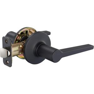 Amazon Basics Manchester Door Lever - Passage (Keyless) - Matte Black, 1-Pack