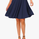 Women's Casual Stretchy Flared Mini Skater Skirt Basic A-Line Pleated Midi Skirt, L