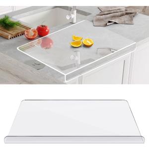 Acrylic Cutting Board for Kitchen Counter 24" x 18", Upgraded Thicker Clear Cutting Board for Countertop with Lip Nonslip Chopping Board for Kitchen Countertop Protection