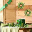 6 PCS St.Patrick's Day Candle Wreath Lucky Artificial Shamrocks Wreath for Front Door St Patrick's Day Kitchen Cabinet Wreaths Pillars Candle Wreaths for Lrish Home Porch Wall Window Decoration