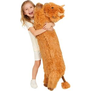 Fanunny Highland Cow Stuffed Animal 33",Long Highland Cow Plush, Cattle Body Pillow Plushies Gifts for Kids and Adults
